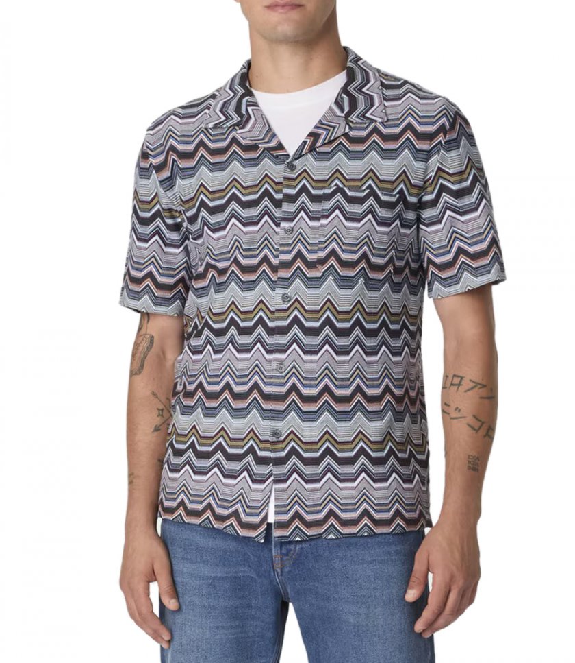 GEOMETRIC ZIG ZAG BOWLING SHIRT