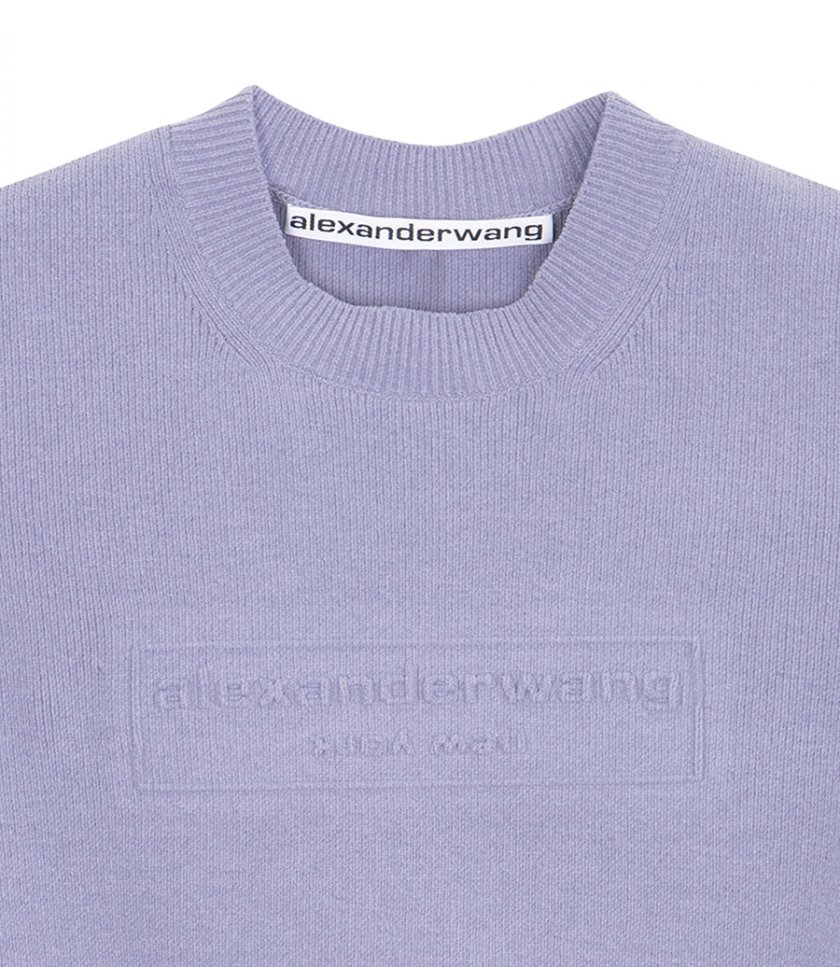 EMBOSSED LOGO RIBBED CHENILLE SWEATER
