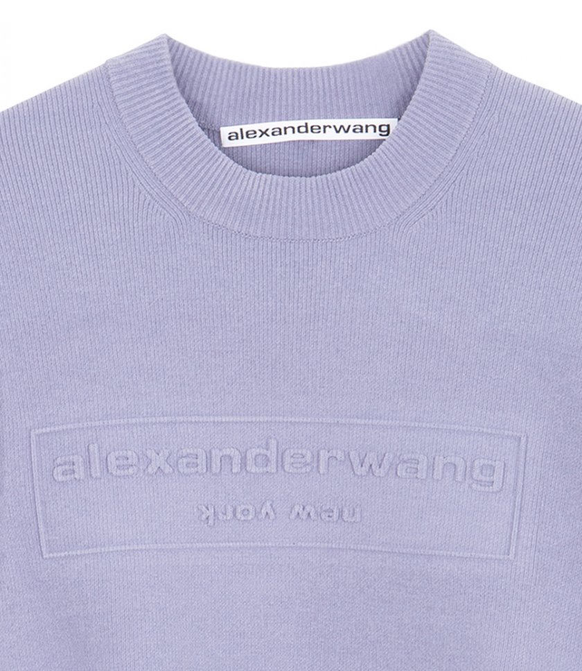 EMBOSSED LOGO RIBBED PULLOVER
