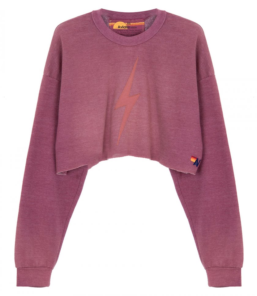 AVIATOR NATION - BOLT STITCH CROPPED CREW SWEATSHIRT