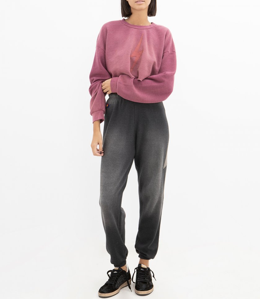 BOLT STITCH CROPPED CREW SWEATSHIRT