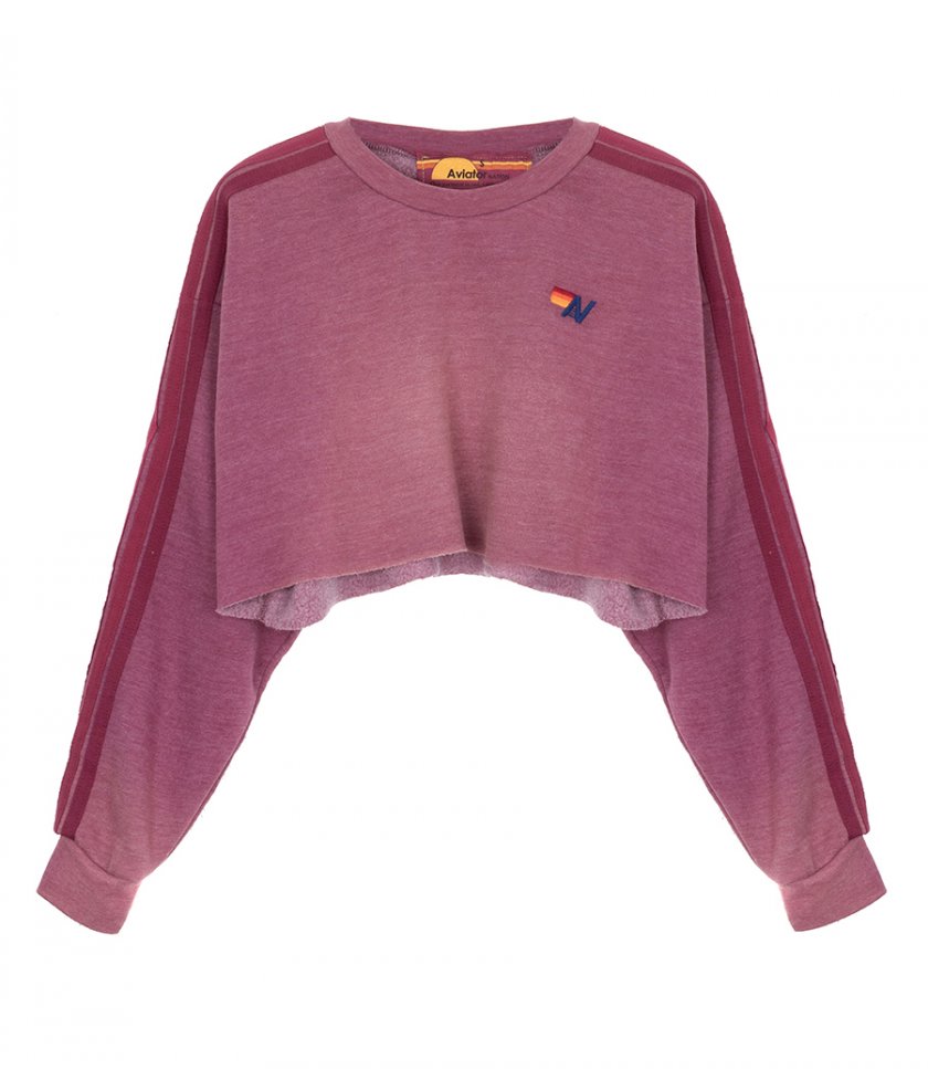 AVIATOR NATION - CLASSIC STRIPE CROPPED CREW SWEATSHIRT