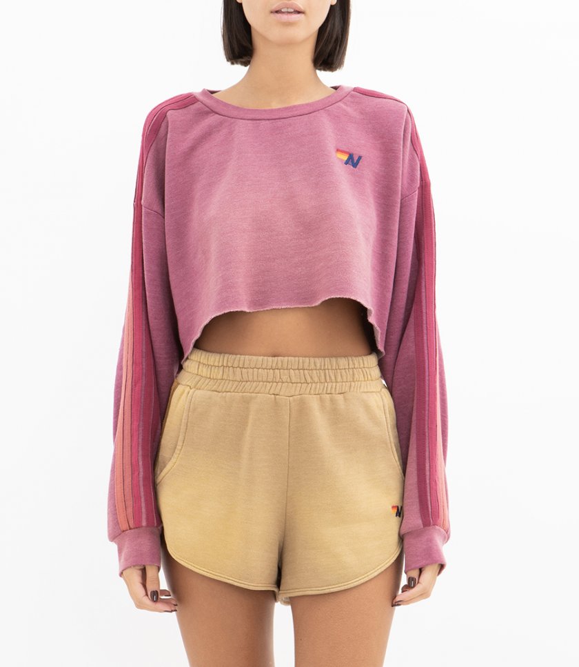 CLASSIC STRIPE CROPPED CREW SWEATSHIRT