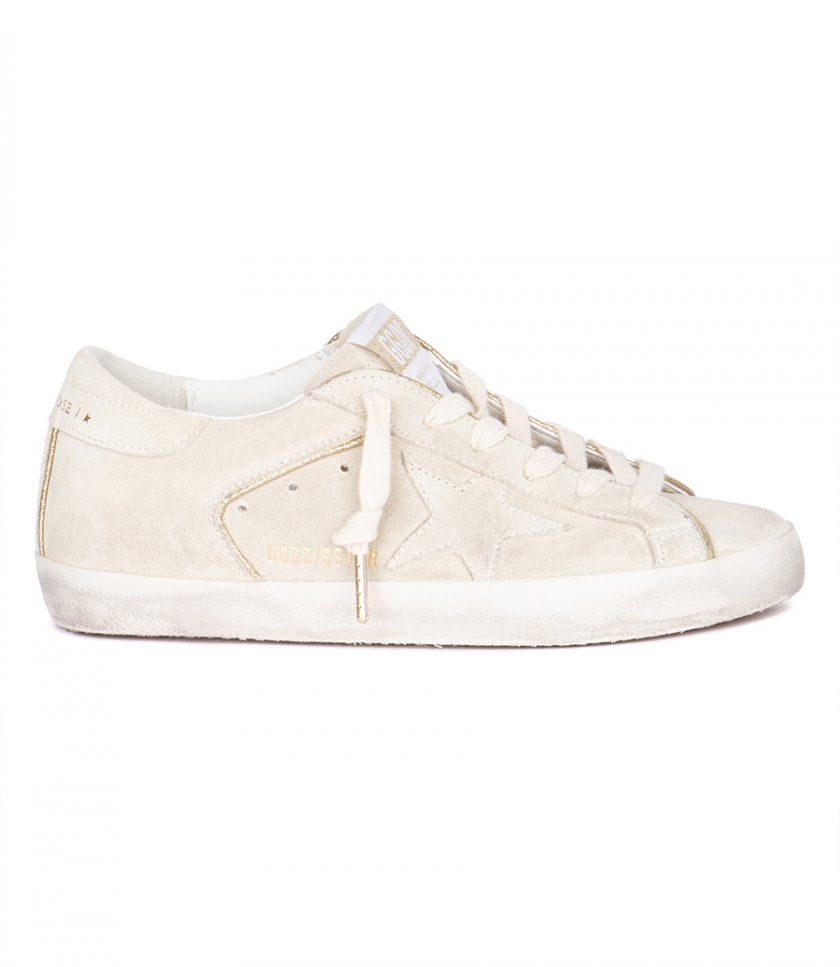 GOLDEN GOOSE - GLITTER PIPING SUEDE SUPER-STAR