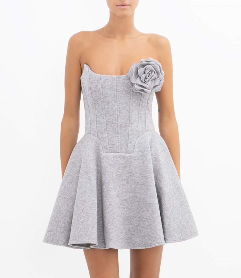 FLEECE BUSTIER MINI DRESS