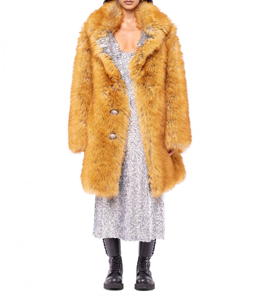 SEQUIN DETAILS FUR COAT