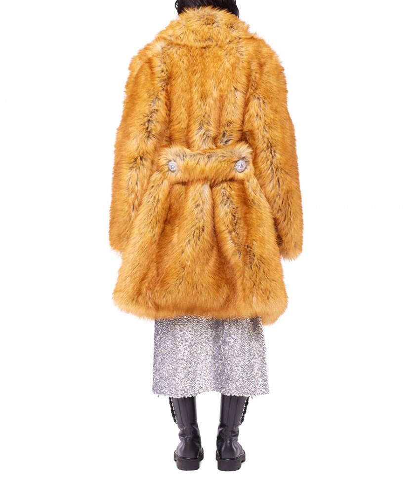 SEQUIN DETAILS FUR COAT