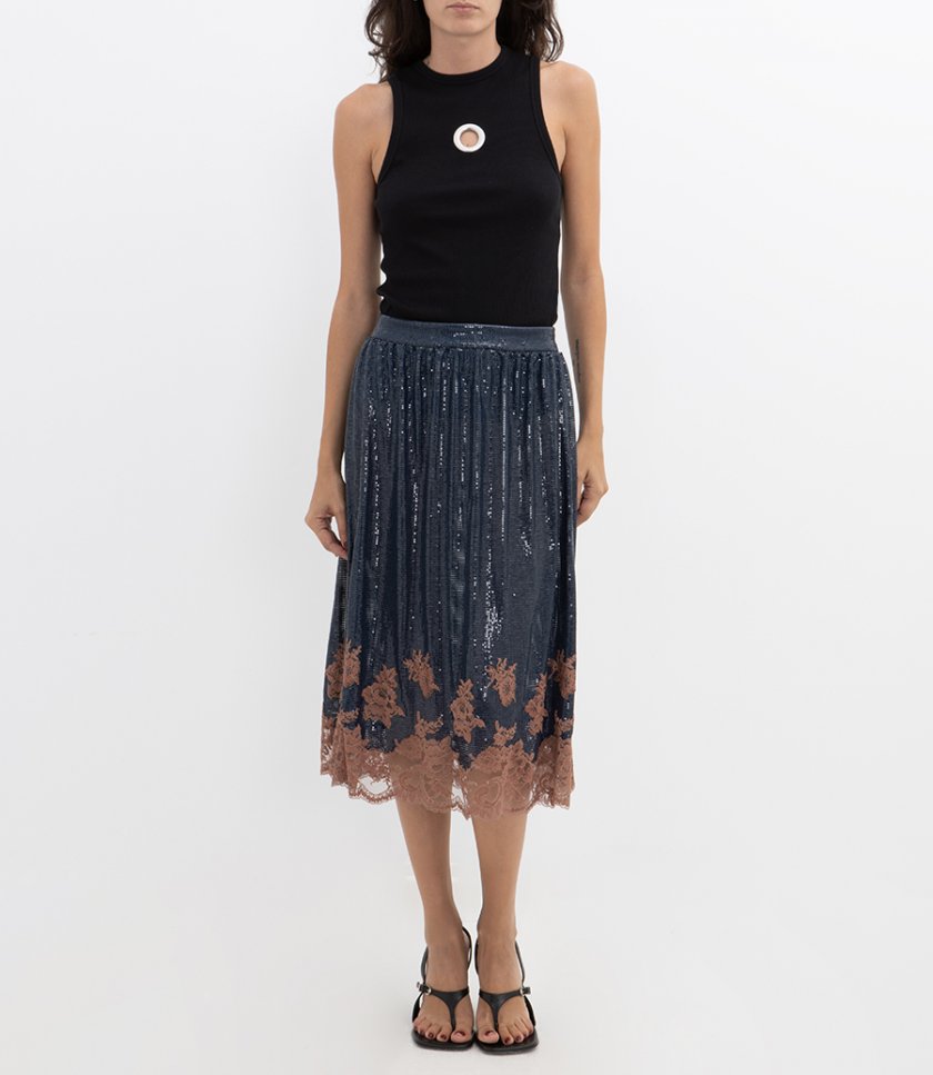 LACE FINISH MESH SKIRT