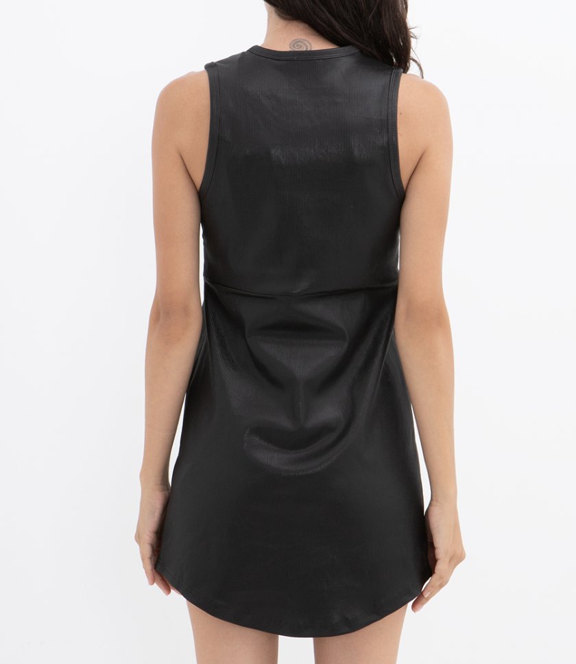 RIBBED LEATHER TANK DRESS