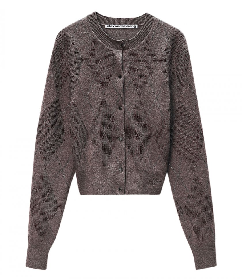 ALEXANDER WANG - CRYSTAL HOTFIX ARGYLE CARDIGAN