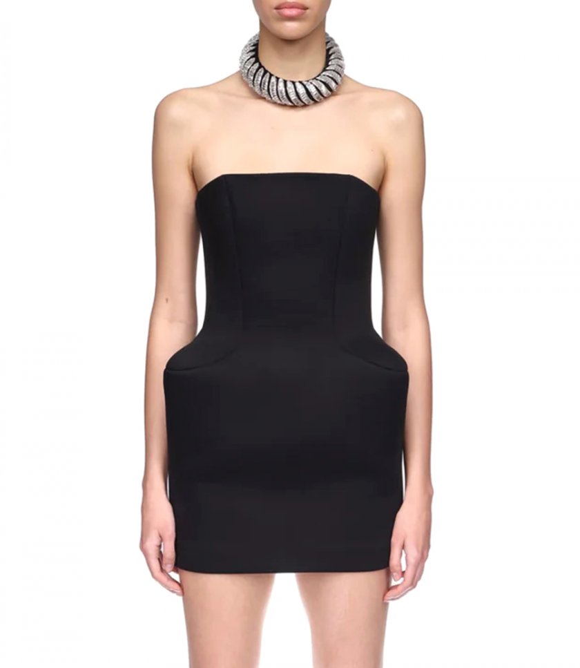 STRAPLESS MINI DRESS WITH PADDED HIP DETAIL