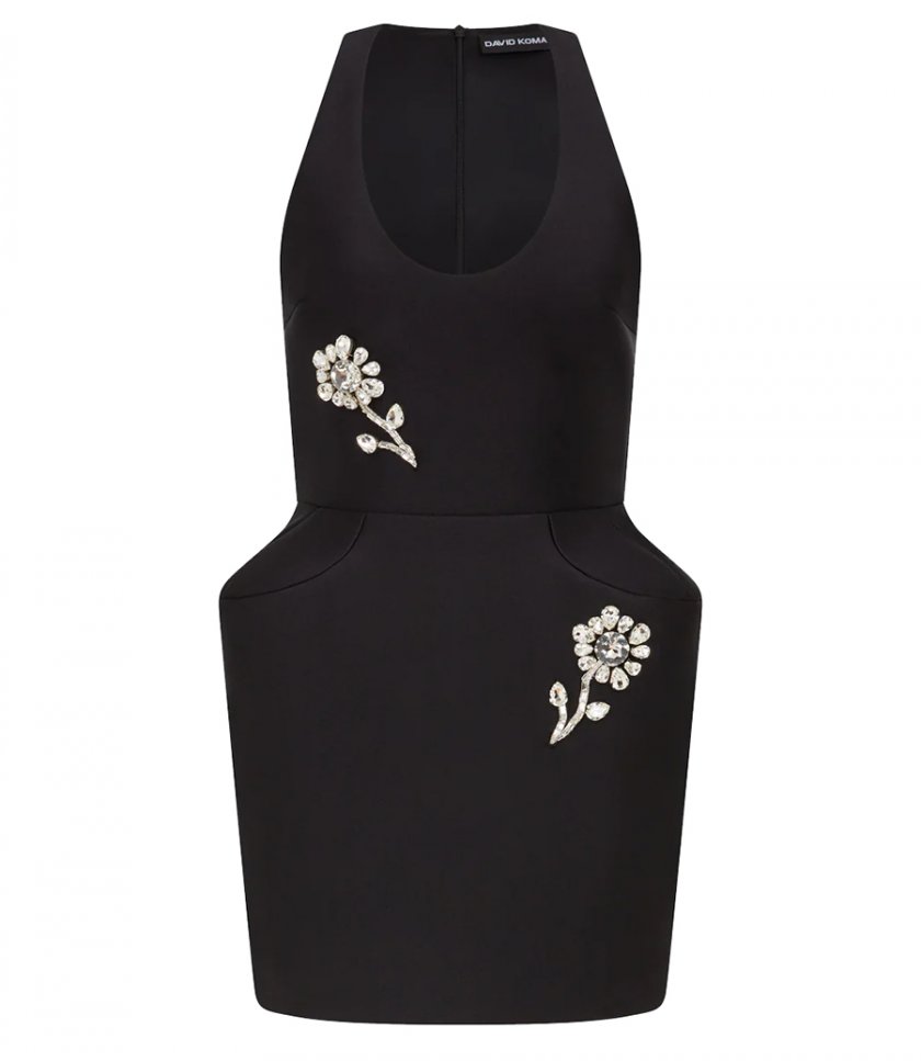 SALES - CRYSTAL BROOCH AND PADDED HIP MINI DRESS