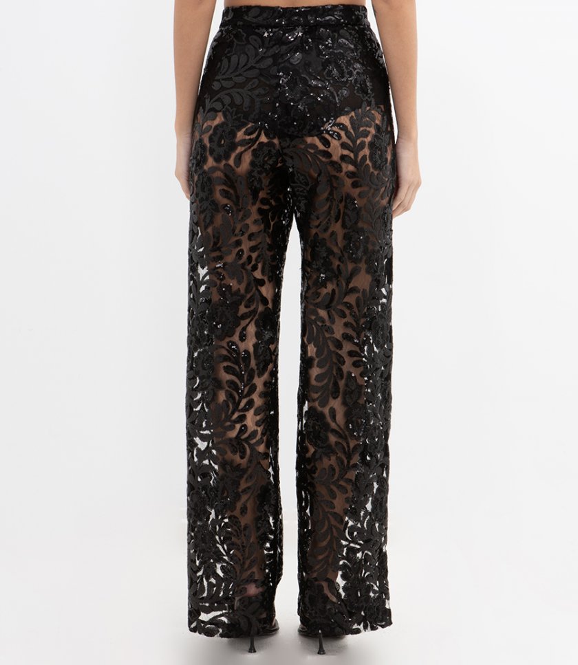 WOMEN'S FLORAL EMBROIDERED TULLE PANTS