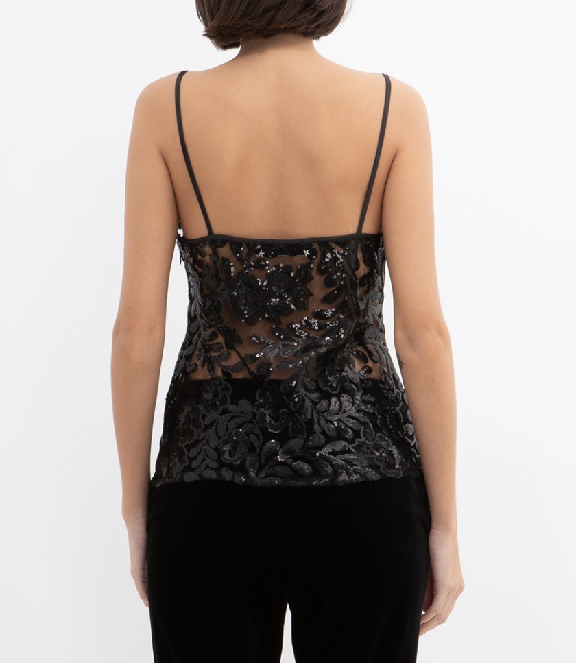 FLORAL PATTERN TULLE TOP