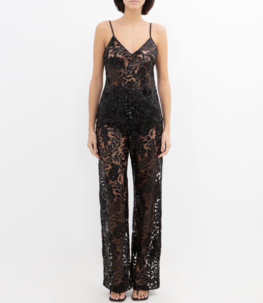 FLORAL PATTERN TULLE TOP