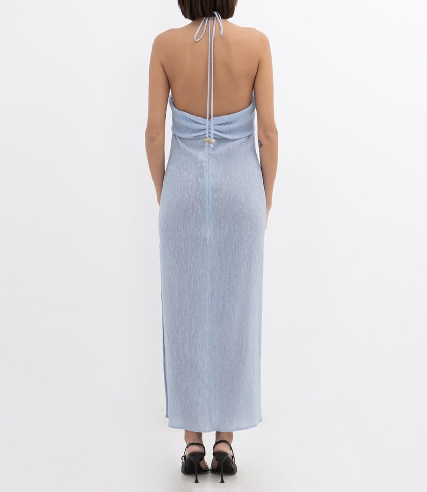 DRAPED NECKLINE LONG DRESS