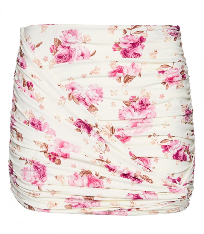 FLORAL PRINT DRAPED SWIM SKIRT