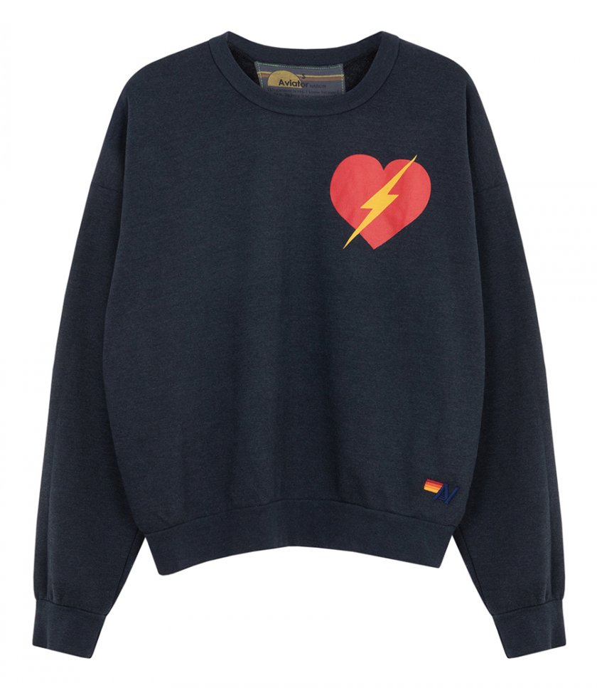 AVIATOR NATION - BOLT HEART CREW SWEATSHIRT RELAXED