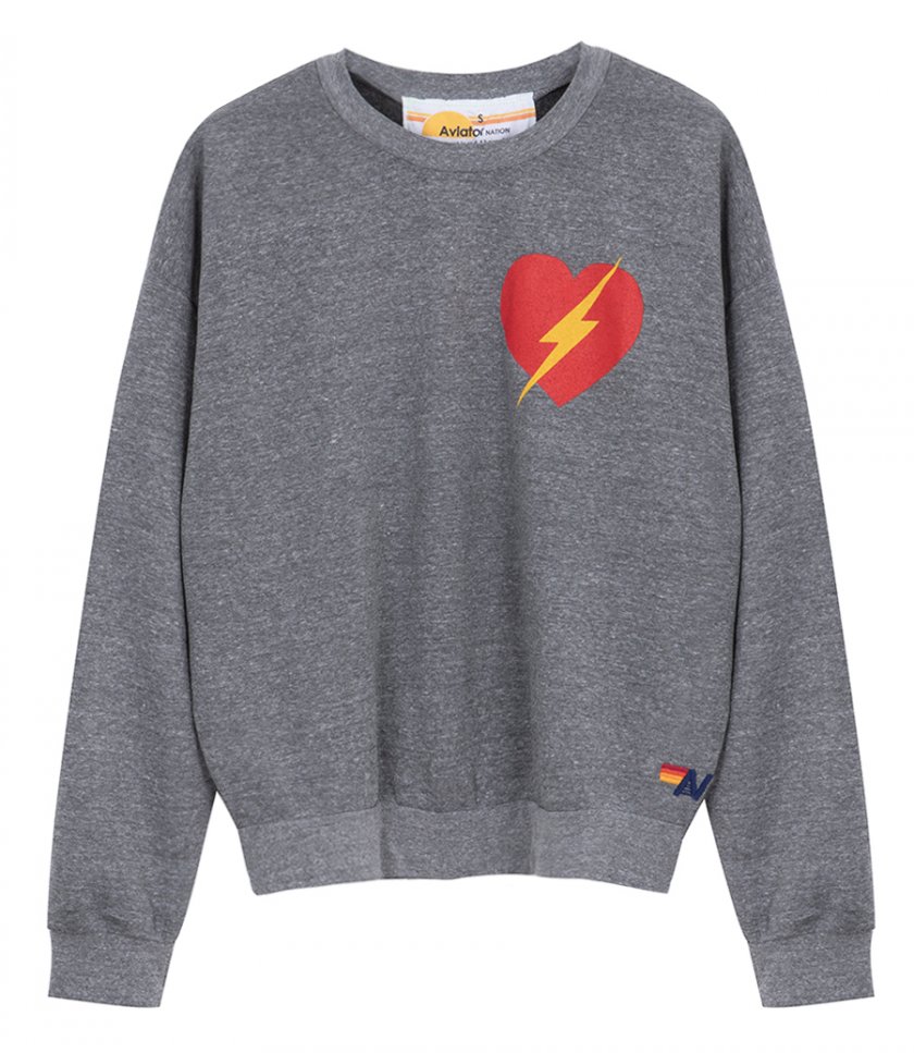 AVIATOR NATION - BOLT HEART CREW SWEATSHIRT RELAXED