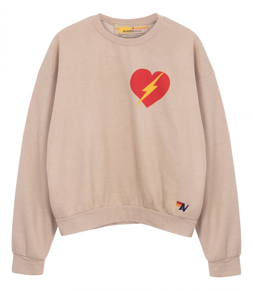 AVIATOR NATION - BOLT HEART CREW SWEATSHIRT RELAXED