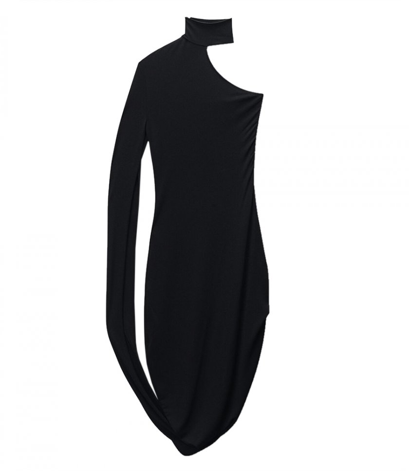 ALEXANDER WANG - ASYMMETRIC MIDI DRESS WITH DRAPED SLEEVES