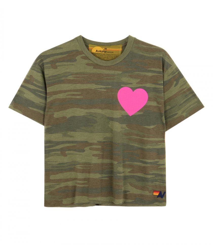WOMENS HEART PRINT BOYFRIEND TEE