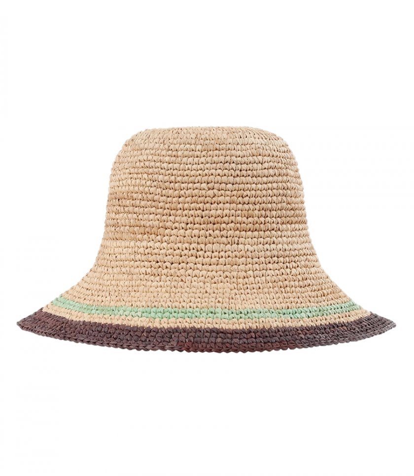 HATS - STRIPE RAFFIA BUCKET HAT