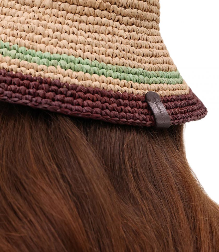 STRIPE RAFFIA BUCKET HAT