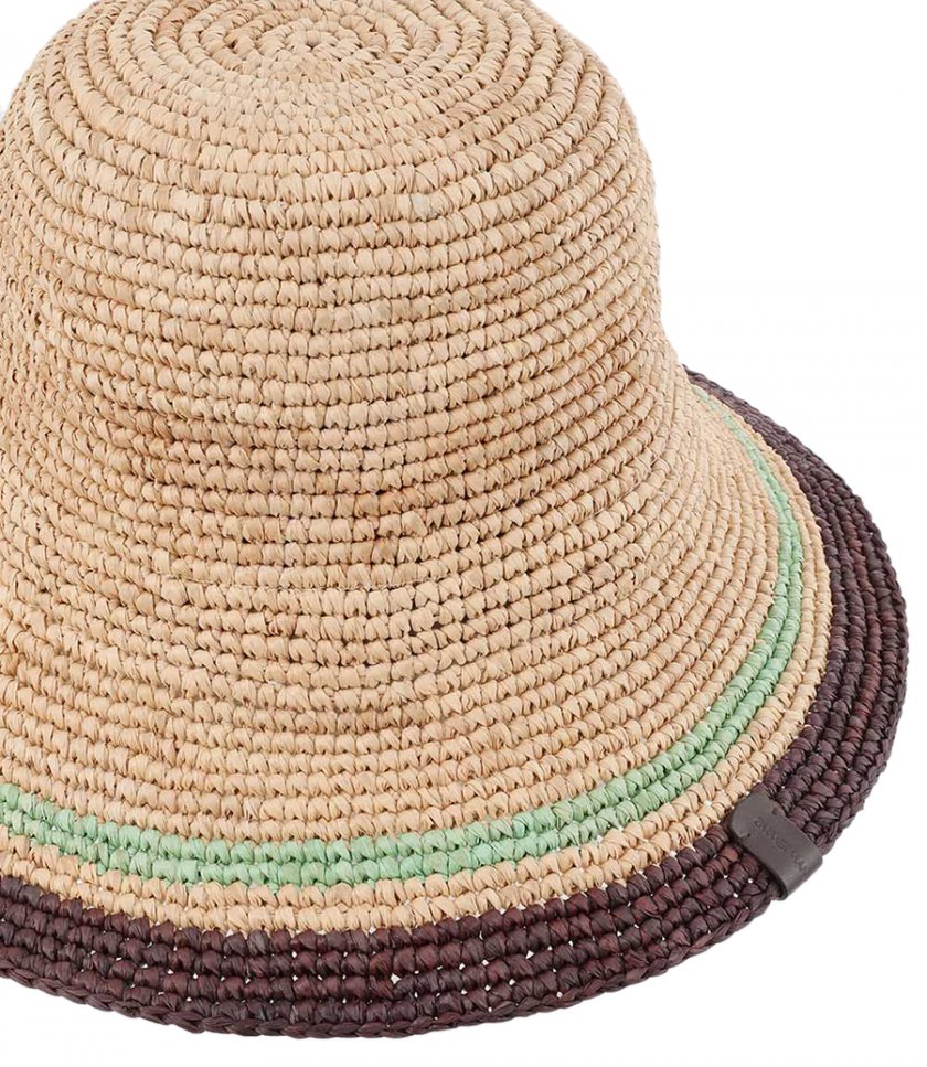 STRIPE RAFFIA BUCKET HAT
