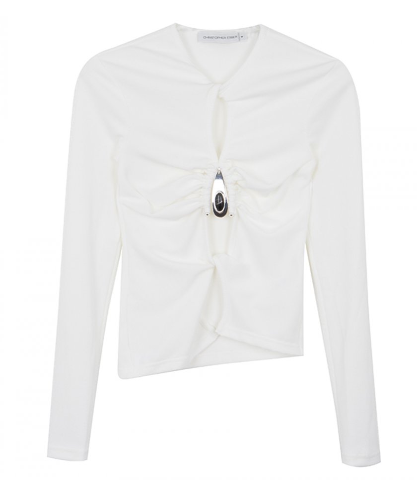 CLOTHES - CRYSTAL PENDANT OPEN TWIST L/S TOP