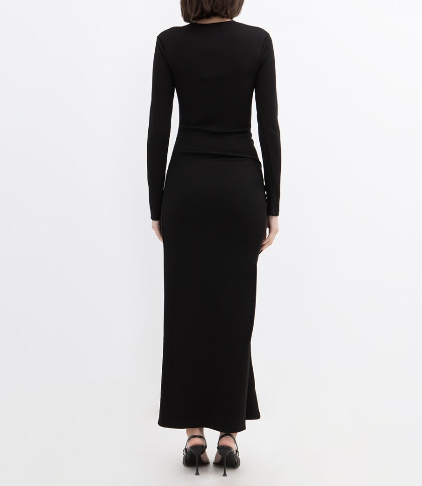 CRYSTAL PENDANT OPEN TWIST L/S DRESS