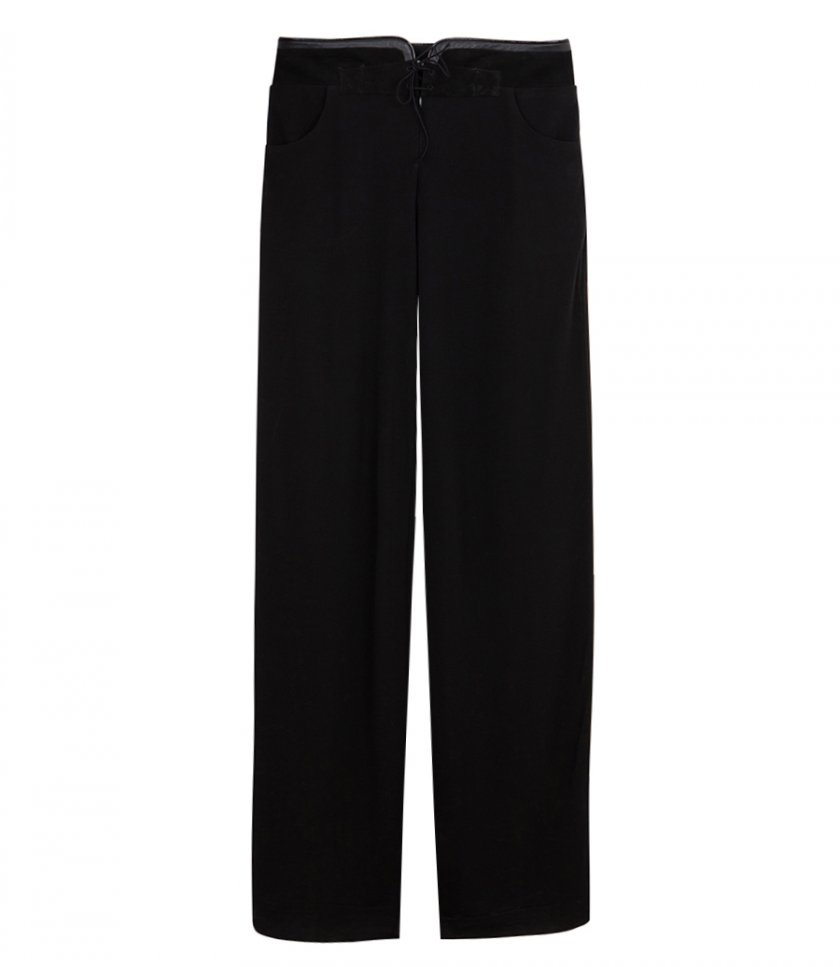 CLOTHES - YVETTE LEATHER BELTED JERESEY TROUSER