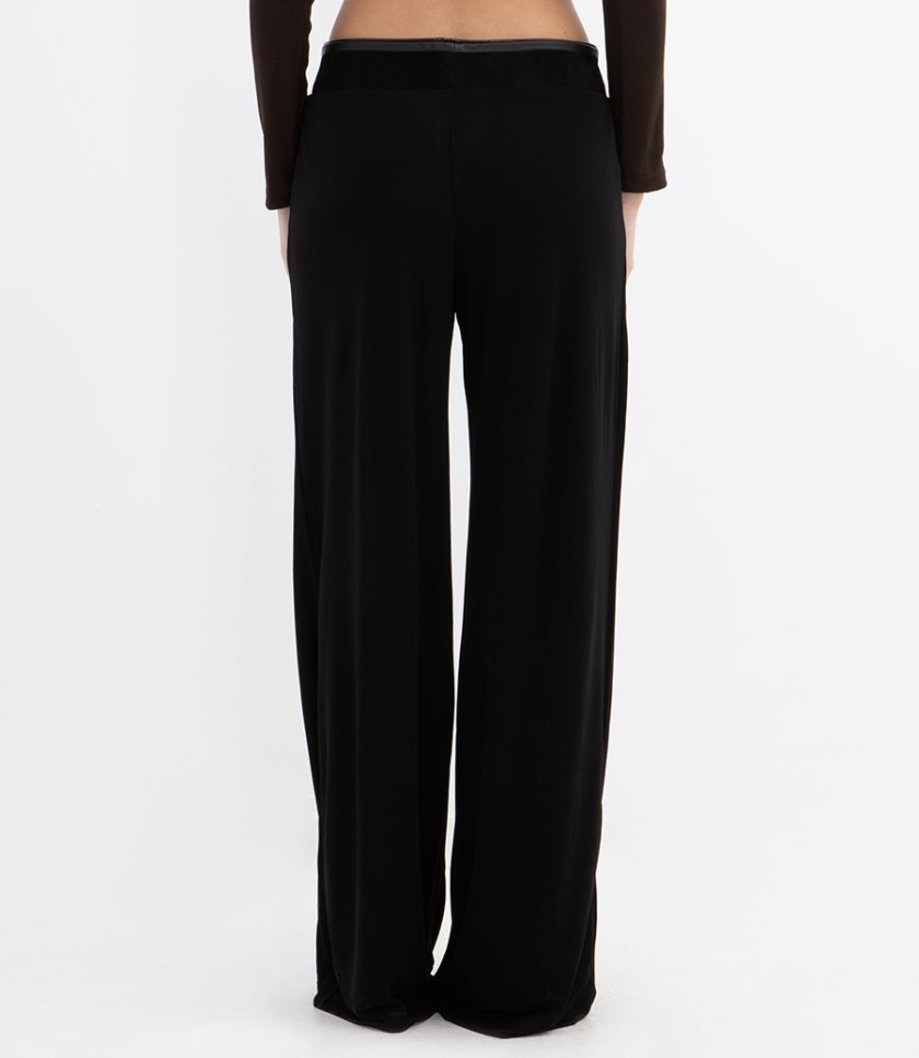 YVETTE LEATHER BELTED JERESEY TROUSER
