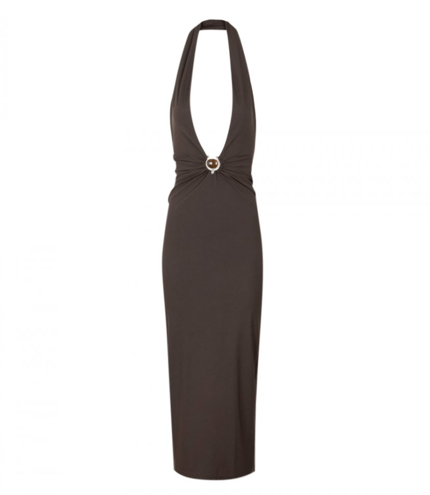 CLOTHES - MINERAL STONE RUCHED HALTER LYCRA DRESS