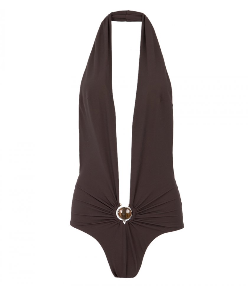 BEACHWEAR - MINERAL STONE RUCHED HALTER ONE PIECE
