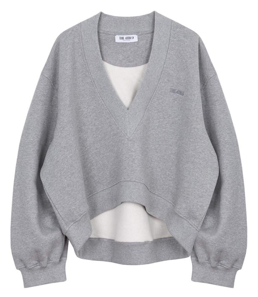 DEEP V NECKLINE SWEATSHIRT