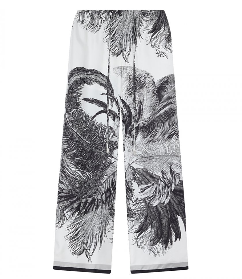 CLOTHES - TWILL FEATHERS PRINT LONG PANT