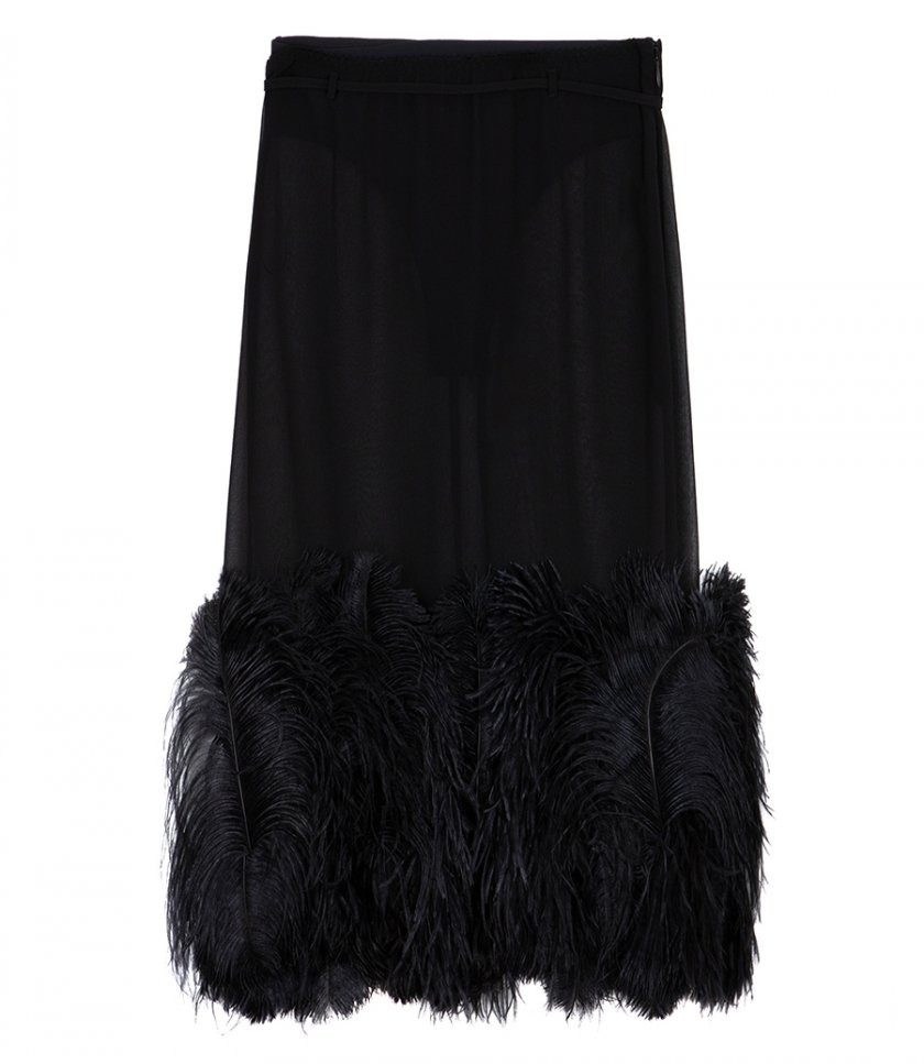 CLOTHES - FEATHER DETAILED MIDI SKIRT