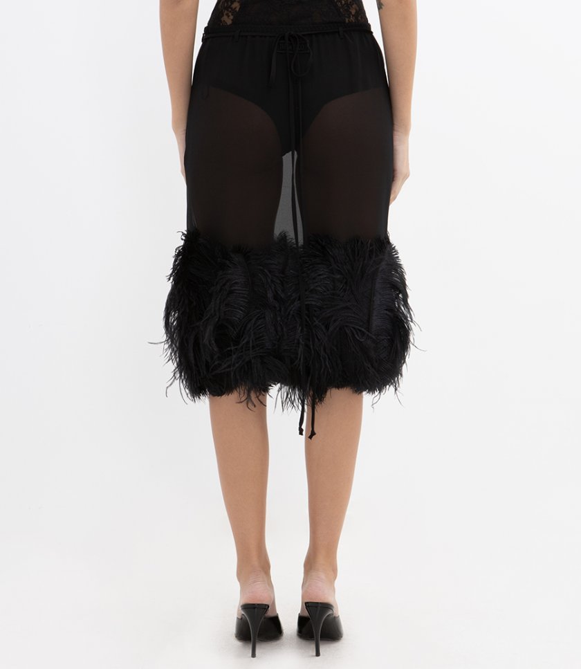 FEATHER DETAILED MIDI SKIRT