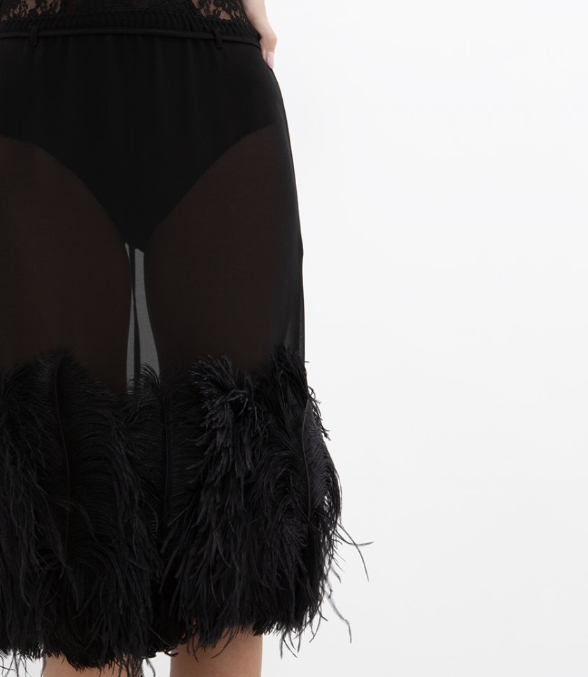 FEATHER DETAILED MIDI SKIRT
