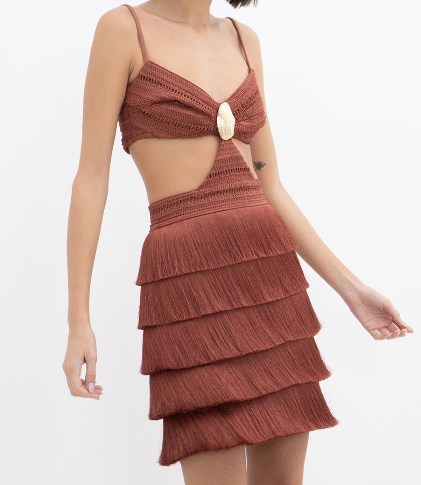 AMETHYST FRINGE MINI DRESS