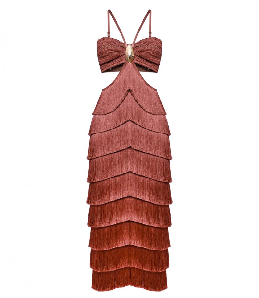 CLOTHES - AMETHYST FRINGE MIDI DRESS