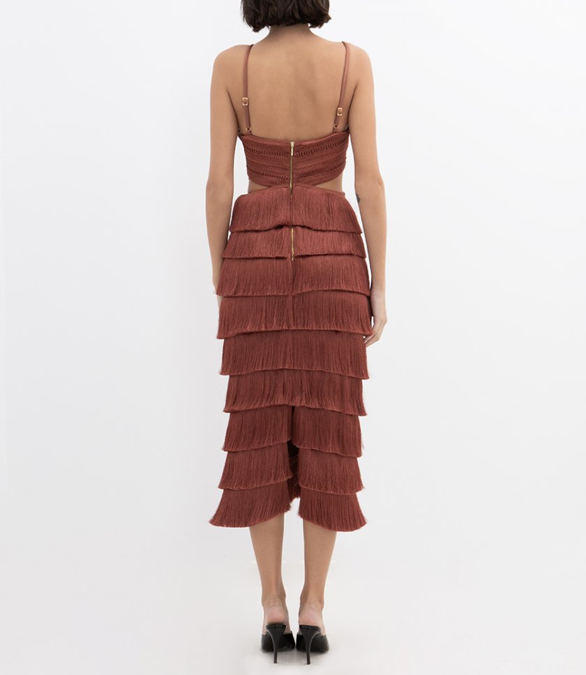 AMETHYST FRINGE MIDI DRESS