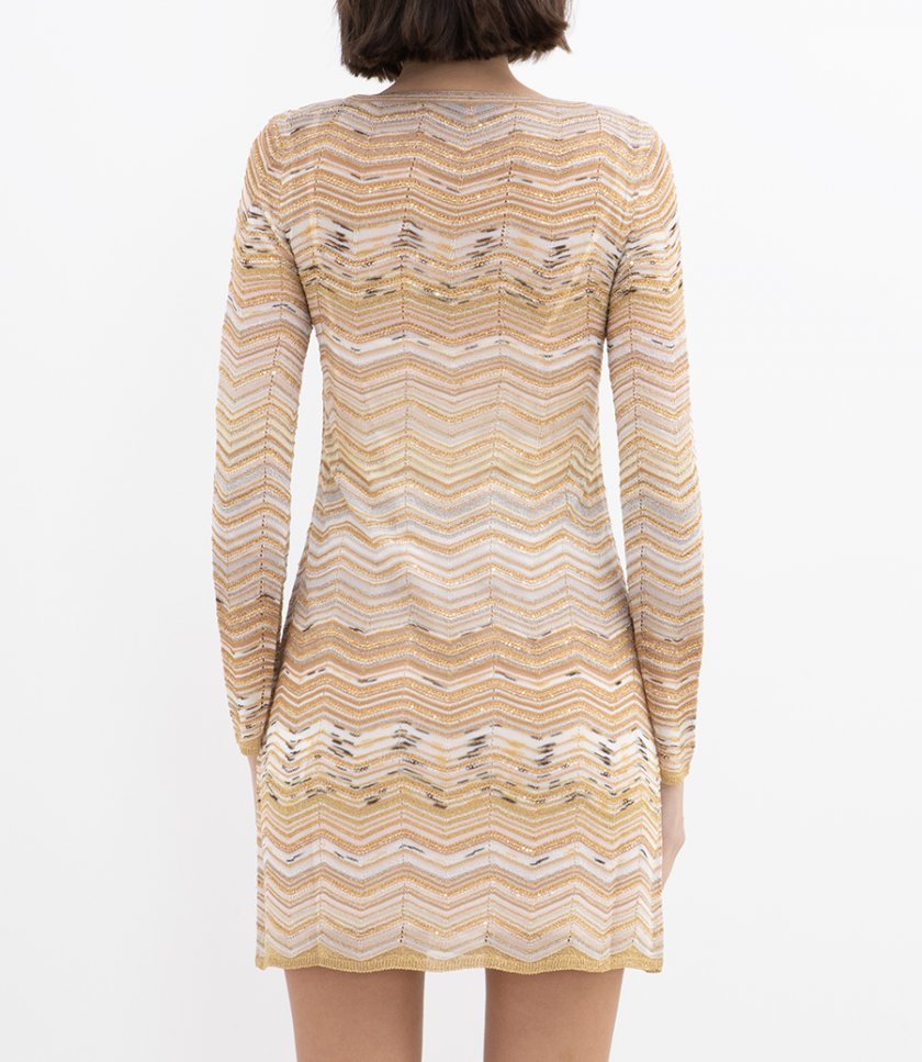 SEQUINS CHEVRON SHORT DRESS