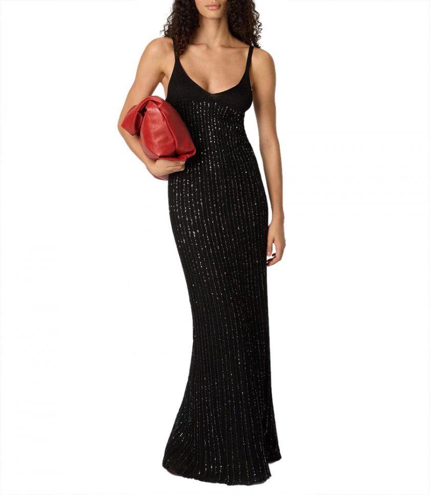 SLEEVELESS SEQUINS LONG DRESS