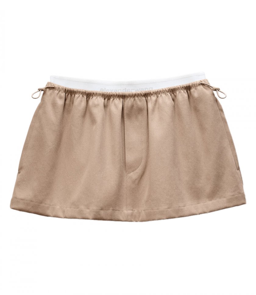 ALEXANDER WANG - MID-RISE MINI LOGO ELASTIC SKIRT