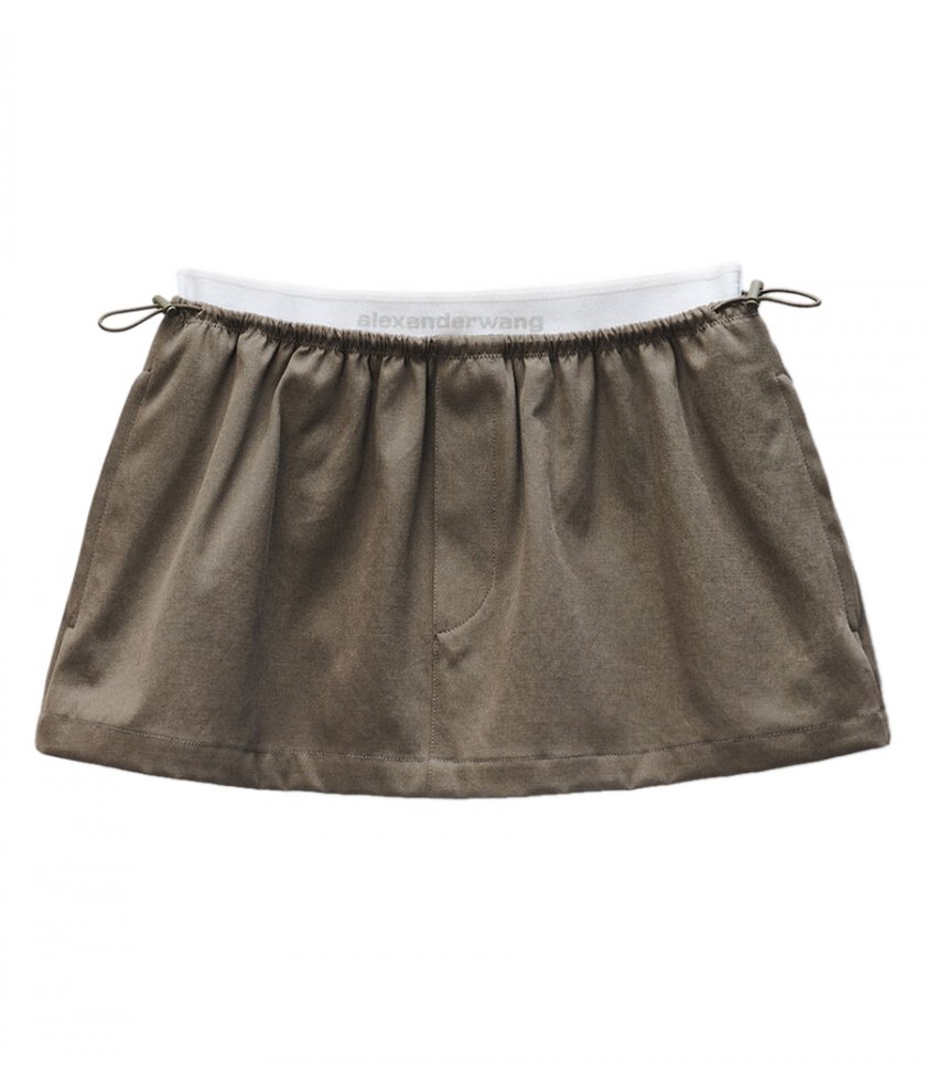 ALEXANDER WANG - MID-RISE MINI LOGO ELASTIC SKIRT