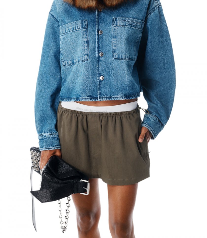 MID-RISE MINI LOGO ELASTIC SKIRT