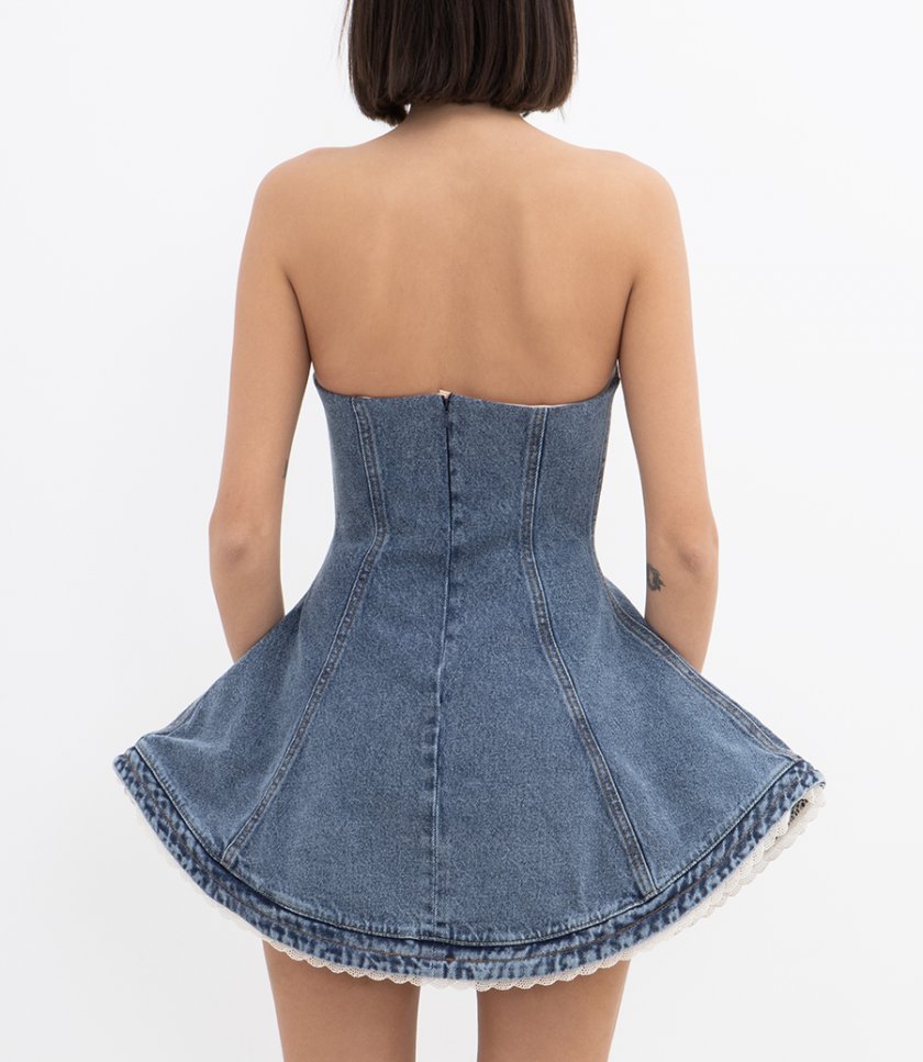 STRAPLESS DENIM DRESS