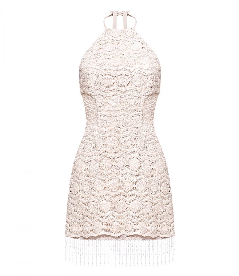 CLOTHES - CROCHET BLOOM HALTERNECK MINI DRESS